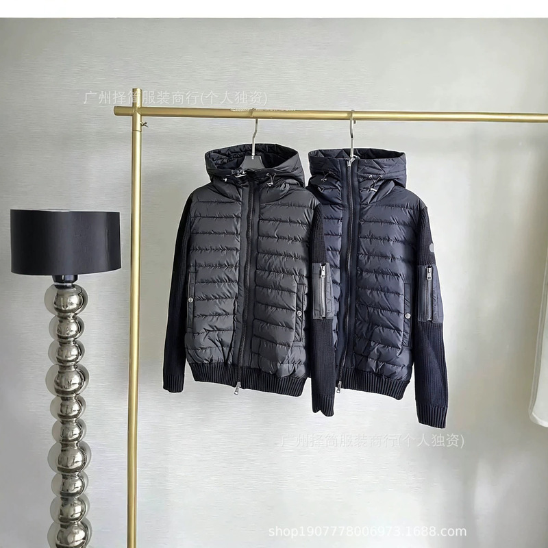 New European Export Model m Brand Knitted Patchwork down Jacket, In-Stock Hooded Casual Fashion Unisex Coat New European Export Model m Brand Knitted Patchwork down Jacket, In-Stock Hooded Casual Fashion Unisex Coat