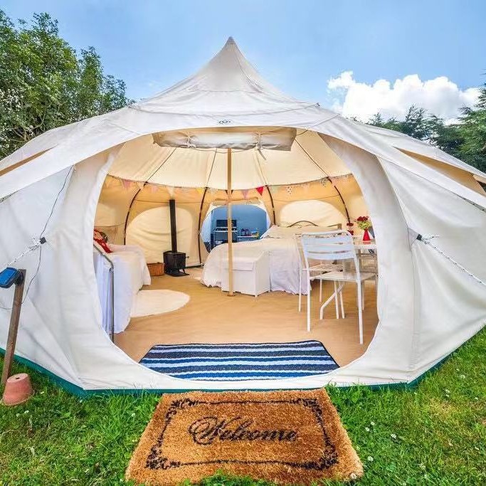 Tienda de Campaña Familiar Estilo Indio con Techo Puntiagudo para 3-9 Personas, Camping, Yurta, Festival de Música, Toldo para Exteriores