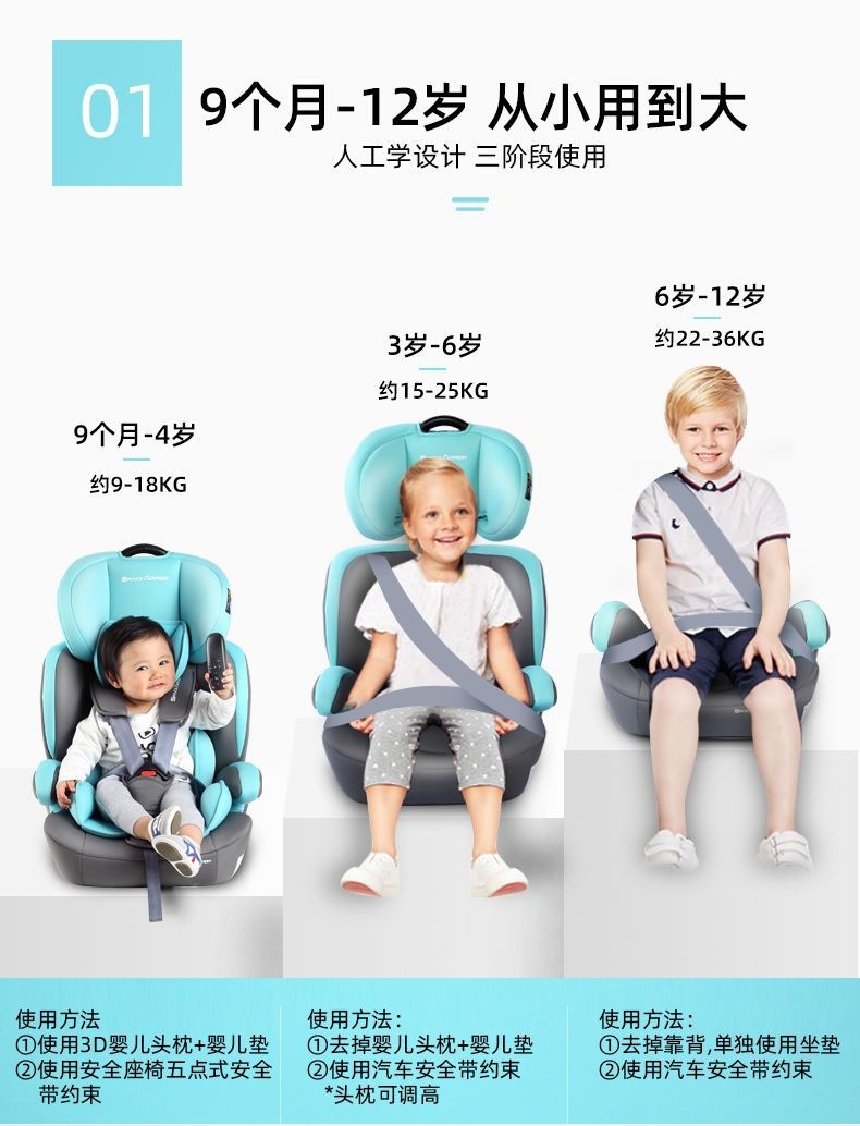 Space Armor Child Seat 0-4-9-12 Years Old Baby Car Seat Isofix Foldable Portable Universal