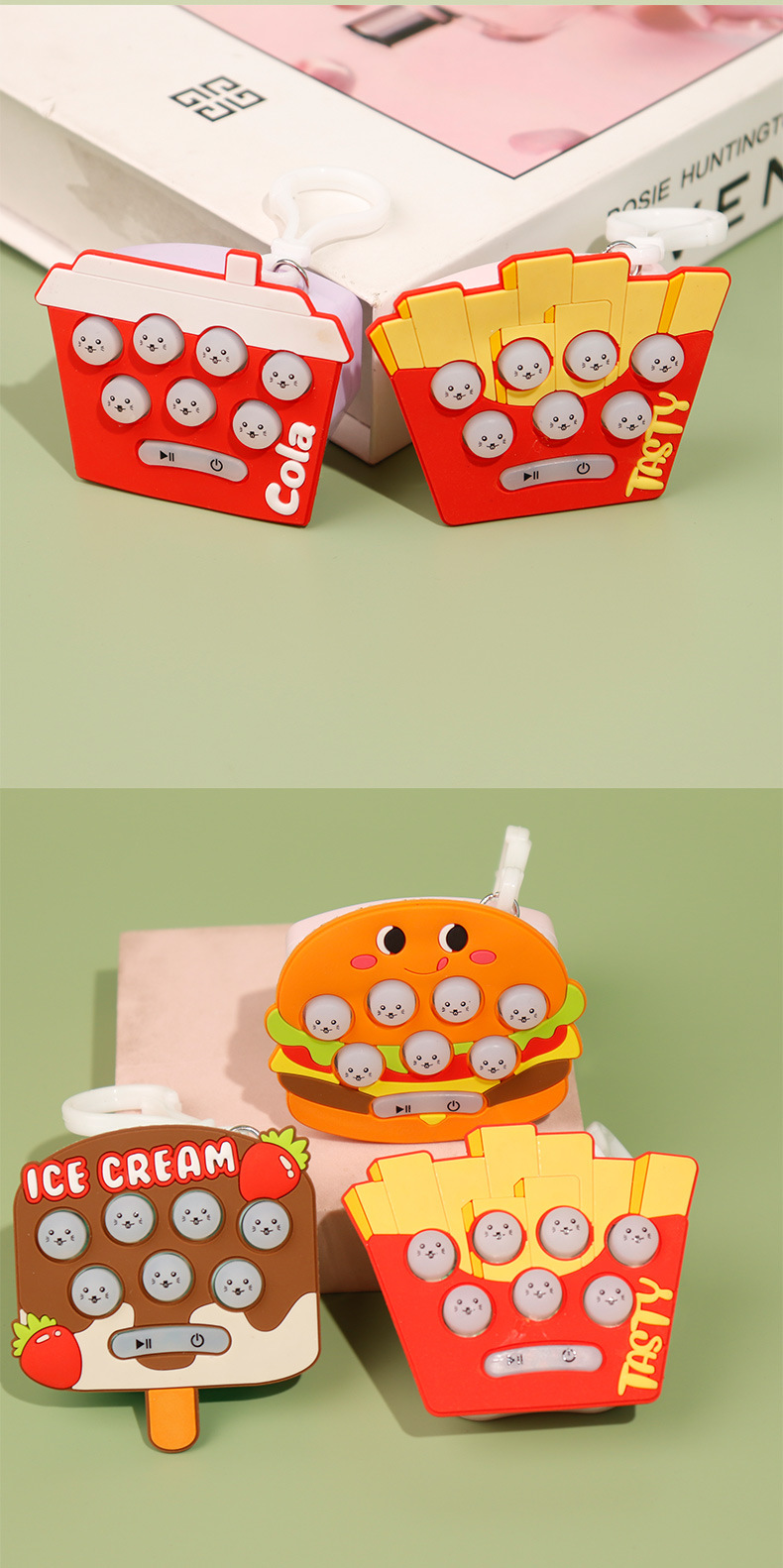 Cute Hamburger French Fries Pvc Unisex display picture 2