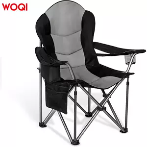 Woqi Outdoor Camping Extra-Large Camping Chair with Soft Cushion, Lumbar and Back Support, Ice Pack, Folding Chair with Cup Holder and Storage