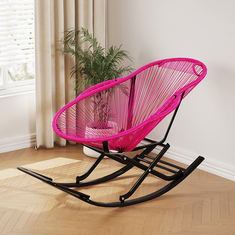 Silla mecedora Nido de Pájaro (marco X)-Rosa Roja