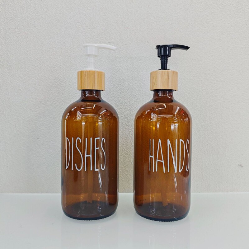 Factory in stock brown glass bottle 500ml retro press pump head bath hand sanitizer soap dispenser bottle Factory in stock brown glass bottle 500ml retro press pump head bath hand sanitizer soap dispenser bottle