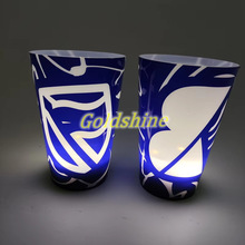 新款遇水亮发光水杯 PS材质带杯盖吸管LED水感应发光杯LED杯