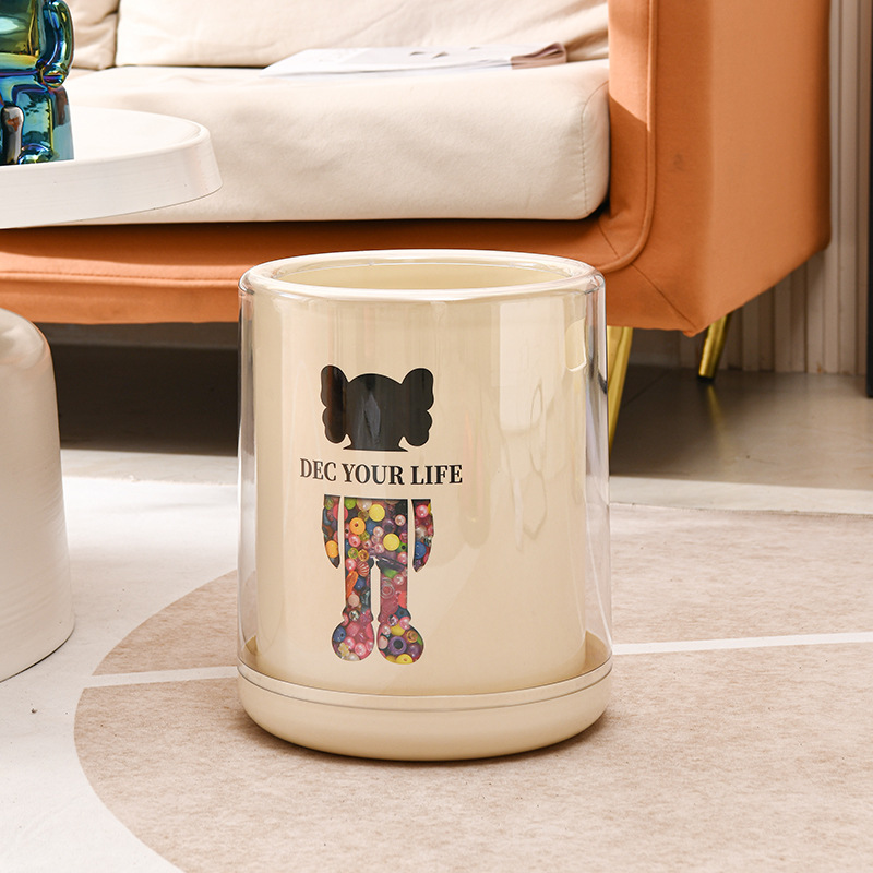 Double-layer trash can high-value violent bear storage bucket household dormitory cleaning bucket without lid thickened storage bucket wholesale