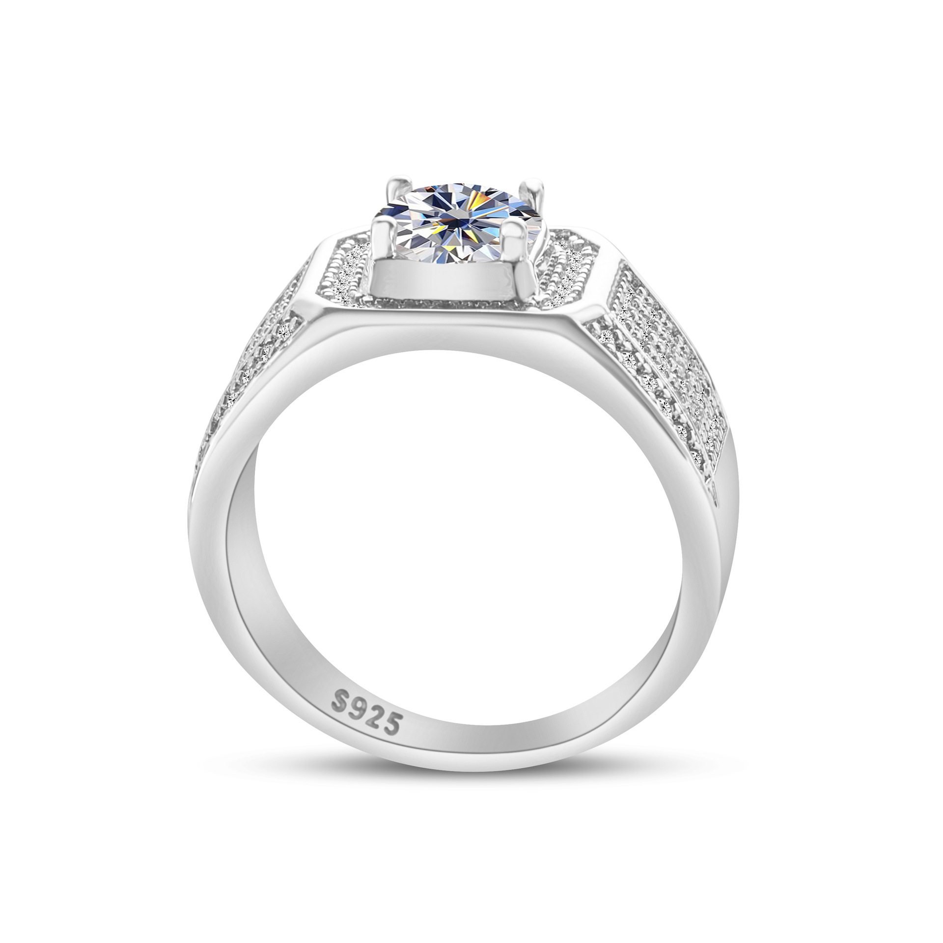 925 plata esterlina gran anillo de hombre de piedra moissan anillo masculino chapado pt950 oro atmósfera para enviar al por mayor fábrica de novio spot