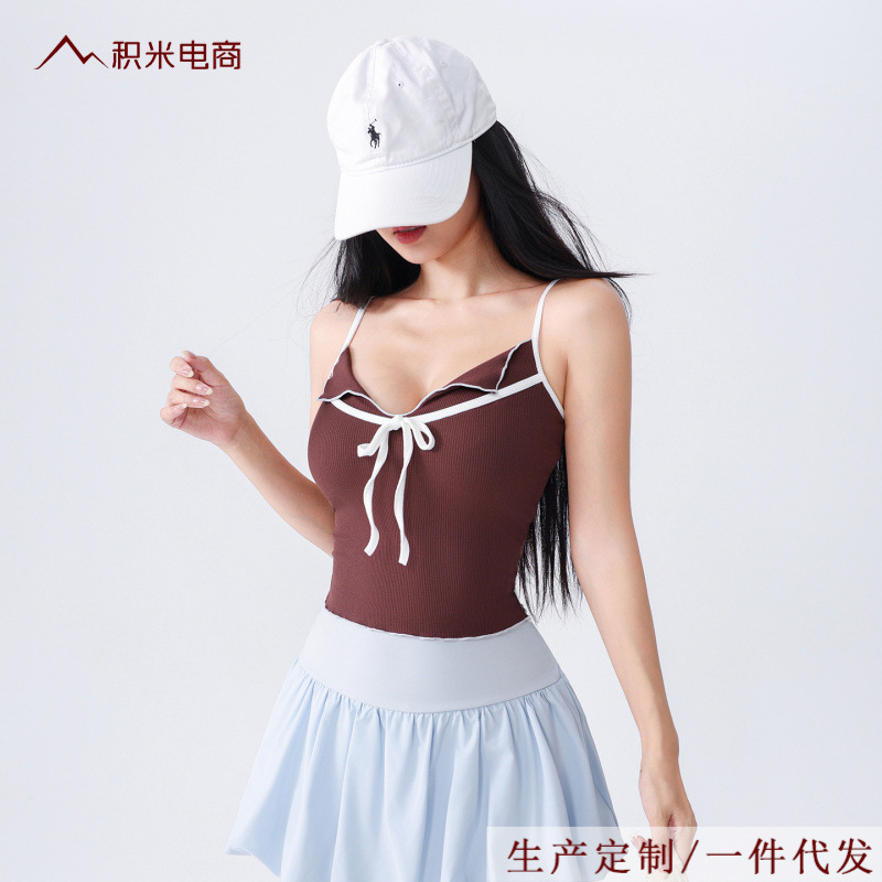 Sports Vest for Women with Chest Pads for Running, Training, Fitness, Sleeveless Top, All-In-One Suspender Yoga Wear, Sports Bra