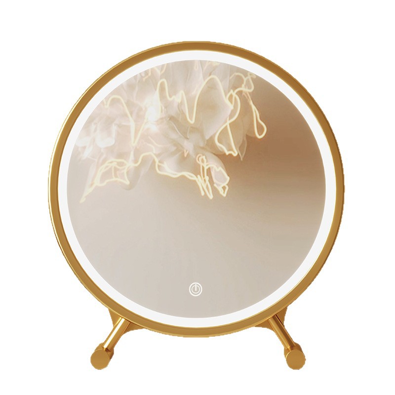 Espejo de maquillaje inteligente de escritorio con lámpara de dormitorio de niñas mirror mirror dormitorio de estudiantes mirror redondo de mesa