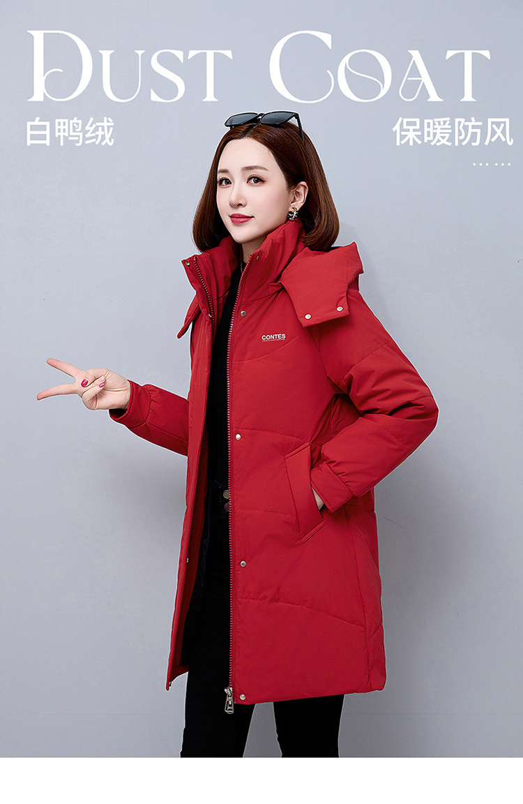 2025 nueva moda de la madre de estilo extranjero de gran tamaño blanco chaqueta de plumón ligera para mujeres de invierno grueso abrigo largo