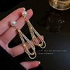 Long retro earrings with tassels, fashionable silver needle from pearl, silver 925 sample, internet celebrity, wholesale