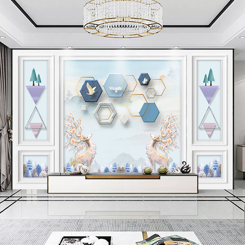 3d北欧电视背景墙布5d网红客厅卧室装饰墙画8d立体现代影视墙壁纸|undefined