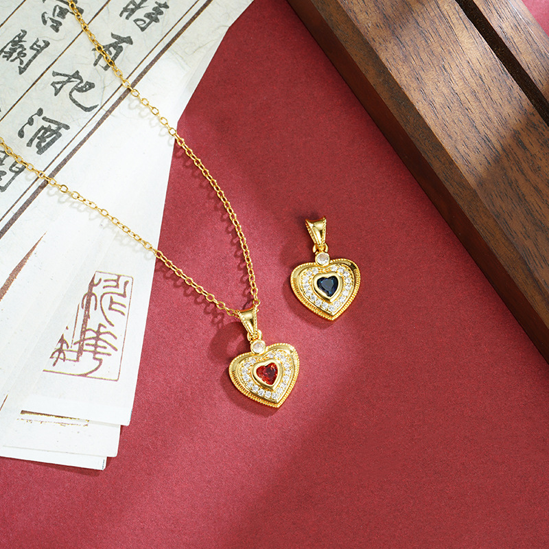 Colgante de oro de arena vietnamita ligero de lujo con diamantes adornos dulces colgante de amor diseño de joyería al por mayor