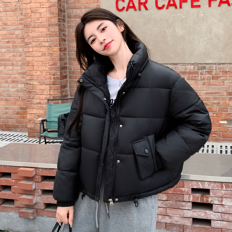 Red pan de algodón ropa de invierno 2024 nuevo cuello suelto chaqueta de algodón rojo caliente chaqueta de algodón corta pequeña chaqueta de algodón mujer