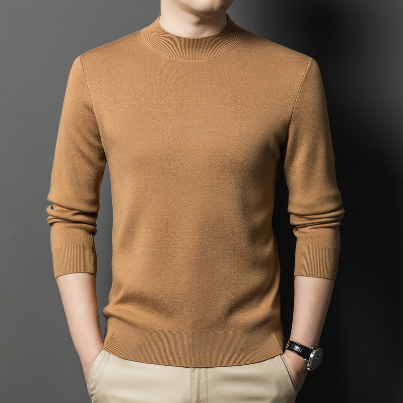 Thick Men's Worsted Sweater 2025 Autumn and Winter New Fashion Casual Round Neck Pure Color Versatile Warm Knitted T-Shirt Thick Men's Worsted Sweater 2025 Autumn and Winter New Fashion Casual Round Neck Pure Color Versatile Warm Knitted T-Shirt