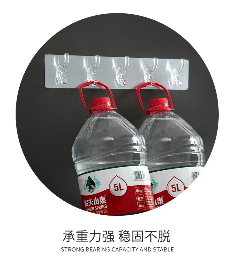Gancho de la capa de cristal fila del hogar sin perforador largo transparente Puerta de carga trasera cocina gancho de baño