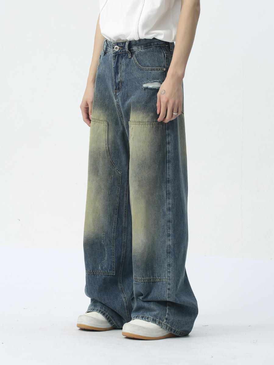 MTLCLOTHES Ropa de hombre | 2024 primavera nuevos productos retro street costuras agujeros desgastados jeans de diseño de moda