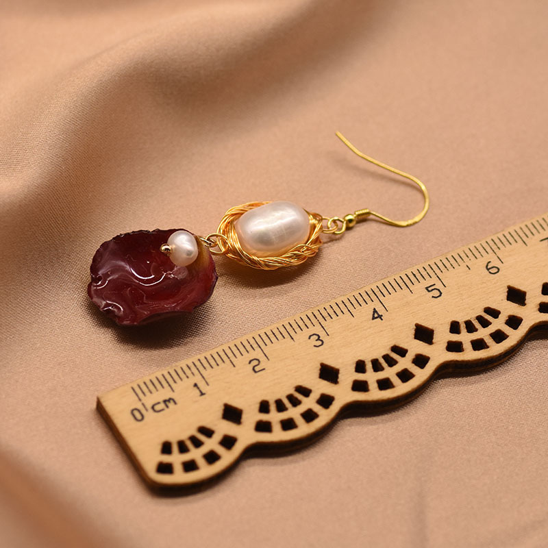 Pendientes de perlas de alto grado de plata 925 gancho de oreja pendientes de perlas de agua dulce elegante retro bobinado Pétalos naturales al por mayor