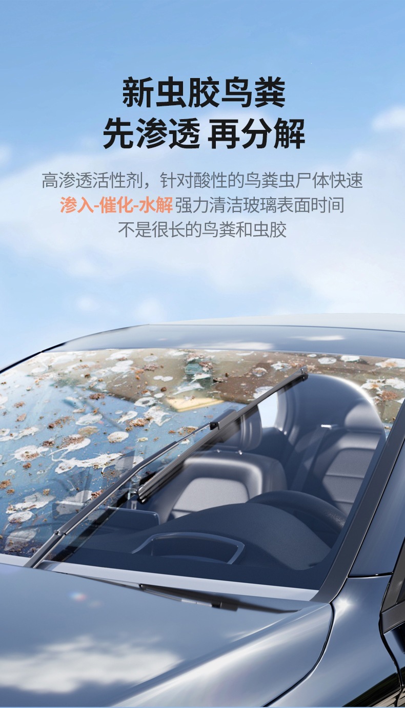 Dejie Auto Concentrated Glass Cleaner for Decontamination and Oil Film Removal, Wiper Fluid for Insect Residue Removal, 2L, All-Season Glass Cleaner, 0 Degrees, Wholesale