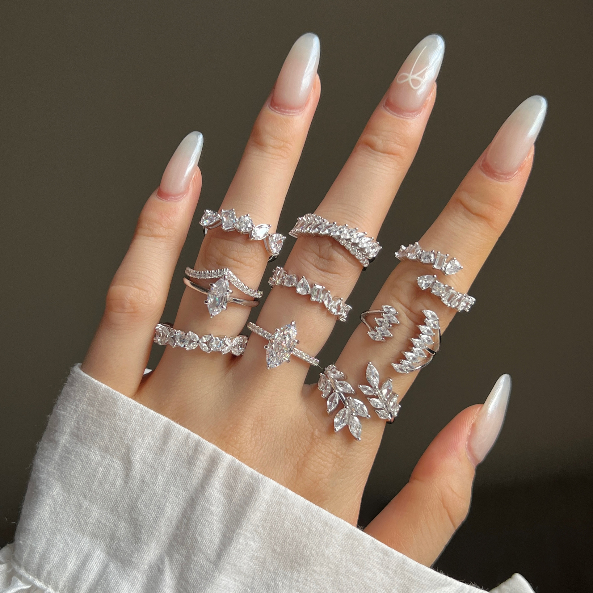 6g Weight Zircon Inlay Material Rings Classification 5, 9, Adjustable Ring Size 1 Piece Quantity Holiday, Daily Occasion 925 Sterling Silver Material Geometric Pattern Women's Gender Plating, Inlay Design Basic, Modern Style, Classic Style Style 925 Sterling Silver Zircon Geometric Rings 1