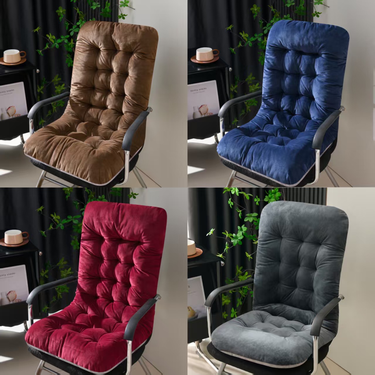 跨境爆款超柔绒长椅垫办公坐垫秋冬靠垫一体加厚屁垫子躺椅摇椅垫