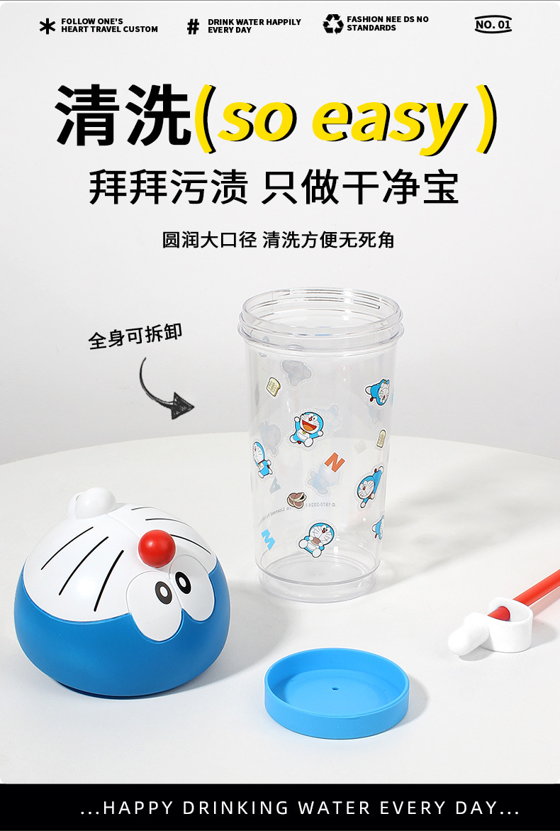 哆啦A梦吸管杯tritan塑料水杯