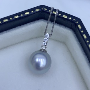 Flat for small Australia white giant sea water is really hemp 9-10mm single-minded K gold pendant with pure silver chain