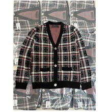 25ss南油高定/买手店小众  CH克罗十字架格纹羊绒针织开衫JJ同款