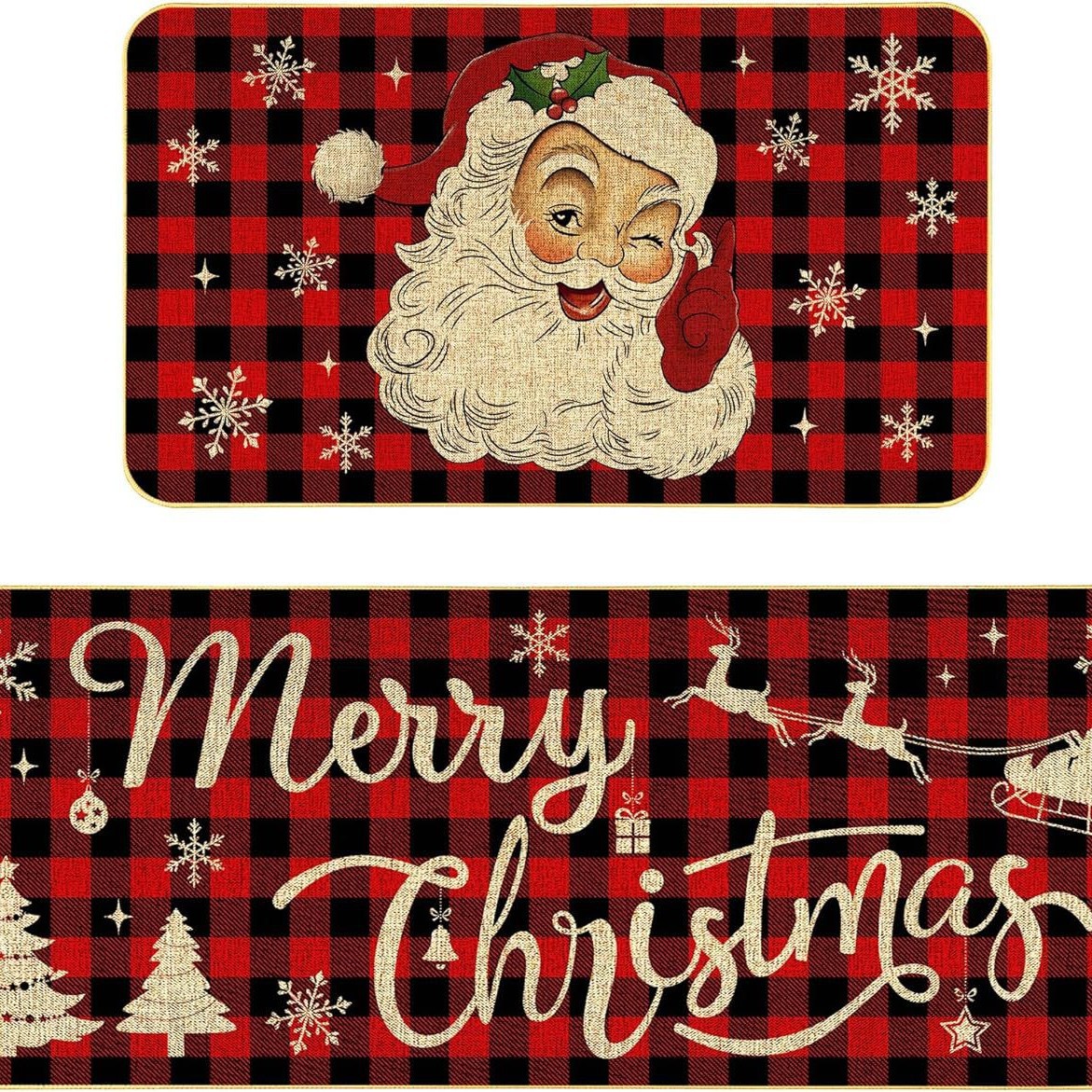 Combinación de estera de cocina de Navidad transfronteriza tres enano estera larga estera decorativa de vacaciones de Navidad