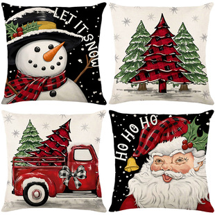 Cross-Border New Christmas Pillow Home Holiday Decoration Sofa Pillow Case Christmas Tree Polyester Printed Bedroom Cushion