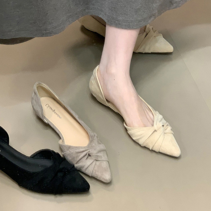Shallow Pointed Toe Hollow Single Shoes for Women 206 New Summer Style Gentle Style Low Heel Work Shoes That Are Not Tiring for the Feet