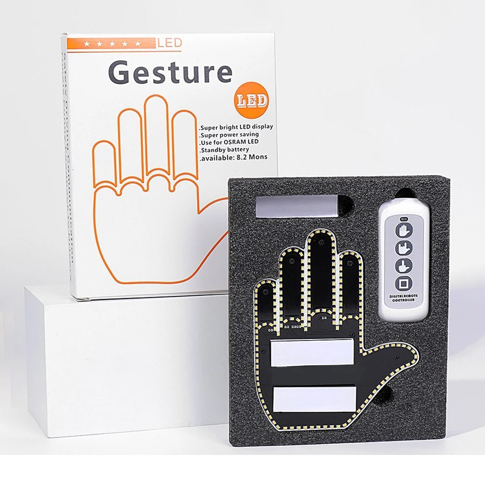 Luz de dedo del coche transfronteriza Luz de gesto luz de advertencia multifunción del coche luz trasera anticolisión Luz De Palma interactiva