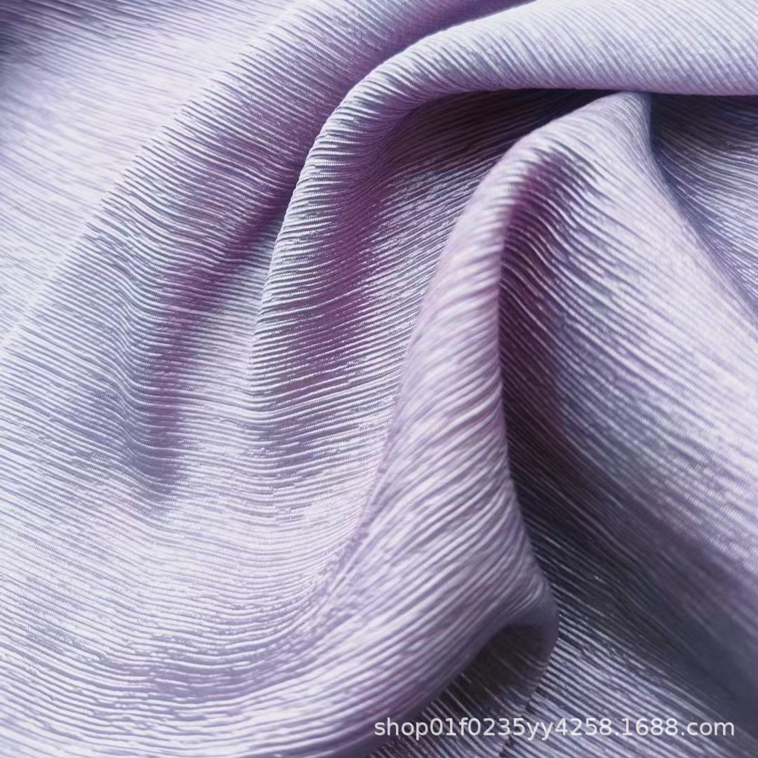 新款醋酸流莹皱高级感自带光泽布料褶皱肌理感牙签条醋酸细条面料