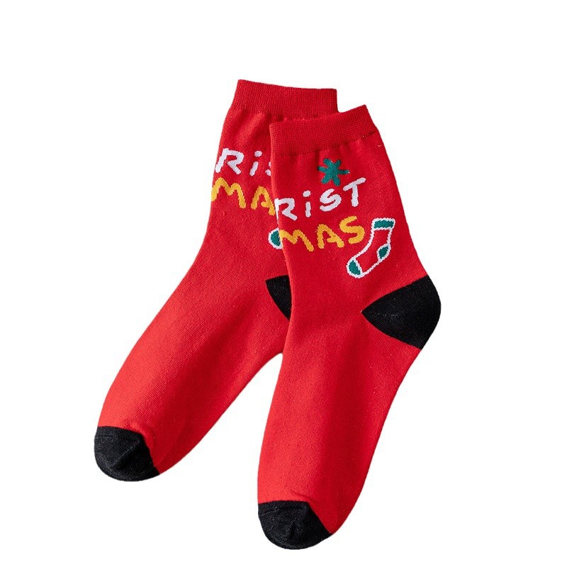 Caja de regalo calcetines de Navidad para niños otoño e invierno tema de Navidad calcetines de algodón Inglés rojo caja de regalo calcetines de tubo de pareja image 6
