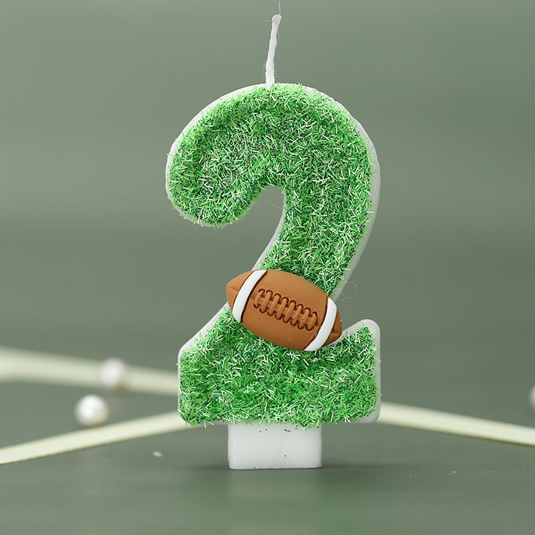 Vela de cumpleaños digital niño rugby pastel vela verde fresco deportes serie Vela productos transfronterizos