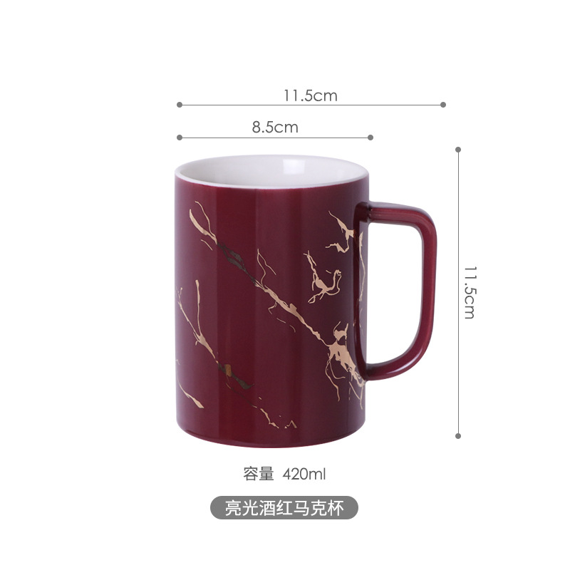 Nórdico patrón de piedra oro taza cerámica luz lujo simple Oficina té pareja leche hogar al por mayor