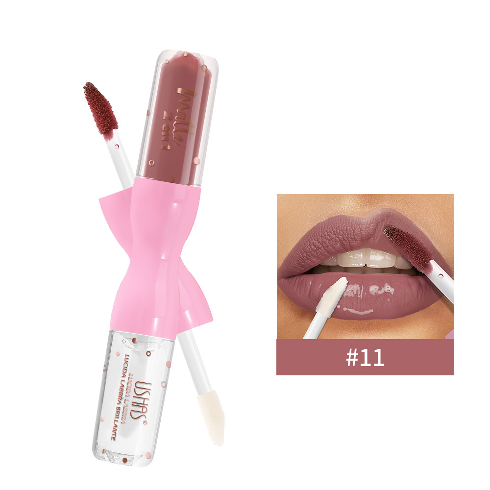 USHAS Cosméticos transfronterizos 12 colores lipstick mate lipstick esmalte fácil de colorear sin taza de lipstick al por mayor