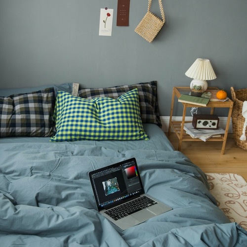 Ins style solid color washed cotton 100% cotton quilt cover sheet and fitted sheet single product Four seasons pure cotton single piece bedding