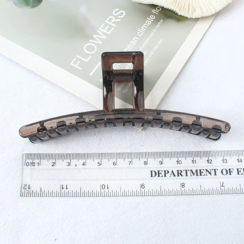 Large hair claw clip, universal shark hairgrip, dark brown, simple elegant design