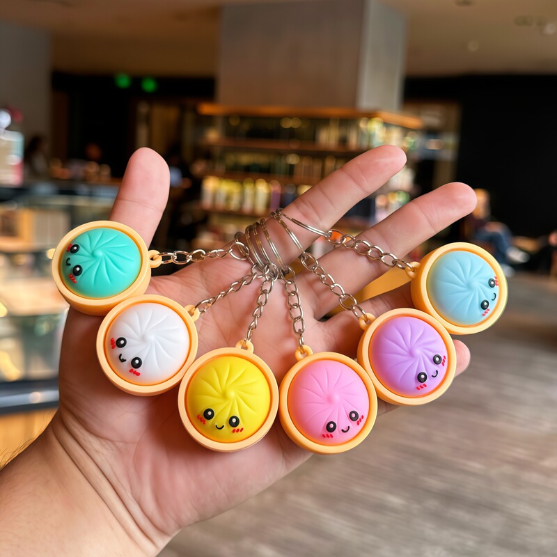 Trendy Popular Bun Keychain Cute Expression Doll Pendant Student Backpack Decoration Small Gift Street Vendor Merchandise