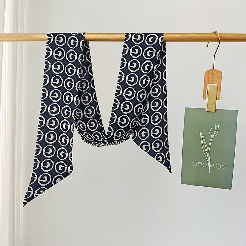 Diseñador de bufandas de seda larga mujer ins moda bolsa cinta de moda universal bufandas coreanas correa de cabello