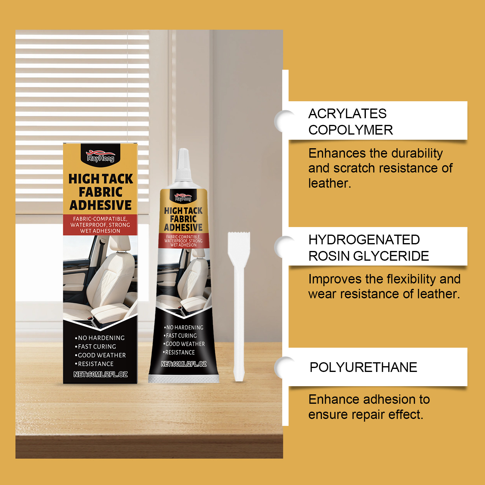 RAYHONG adhesivo de reparación de tejido adhesivo de cuero adhesivo de tejido impermeable duradero adhesivo sin costuras