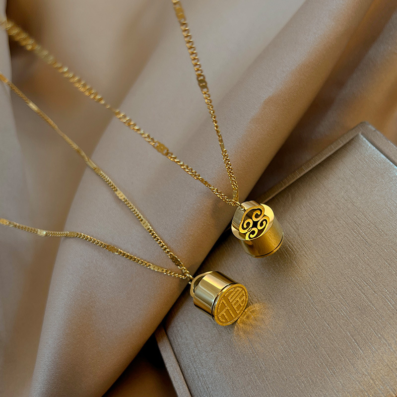 Печать, ретро подвеска, дизайнерская цепочка до ключиц из нержавеющей стали, этнический аксессуар, этнический стиль