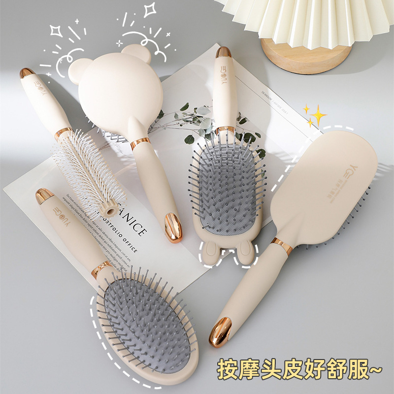 기모발용 에어백 빗, 두피 마사지, 정전기 방지, 푹신한 에어쿠션 빗, 거울 포함, 곱슬머리 빗, 어머니날 선물