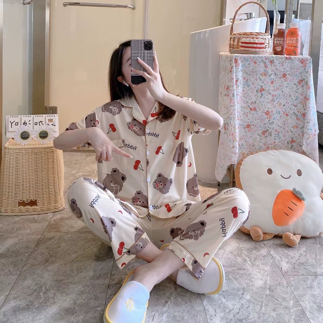 Экспорт пижамы 2024 новые брюки с короткими рукавами пижамы мультфильм Юго-Восточной Азии Милая Домашняя одежда костюм женщин