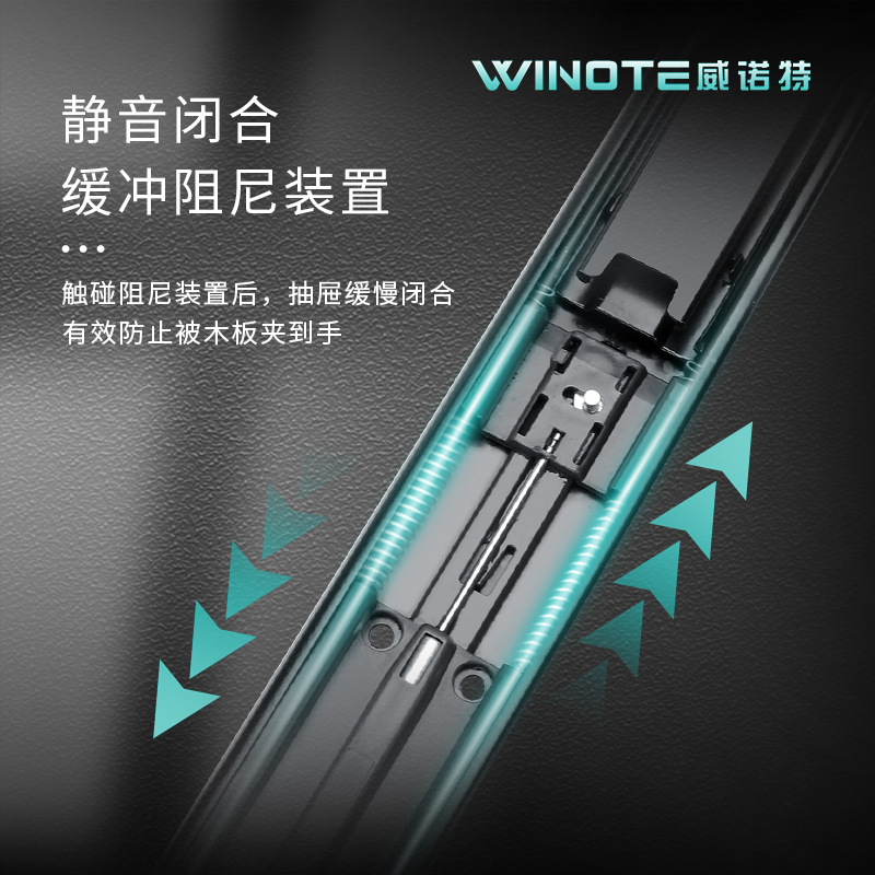 Thickened Drawer Sliders, Cushioned Silent Damping Rails, Kitchen Cabinet Wardrobe Hydraulic Three-Section Rails Side Installation Slide Tracks, Wholesale