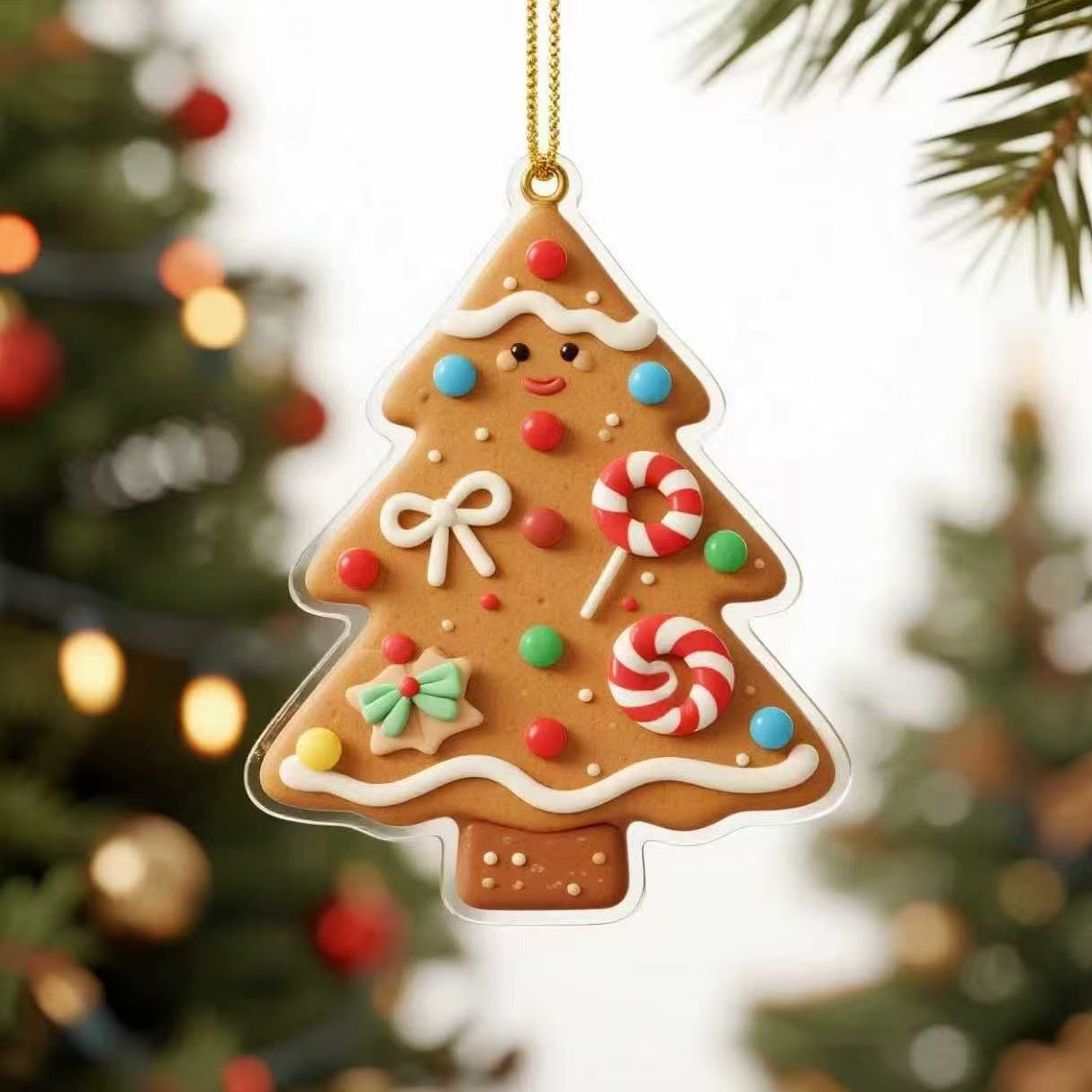 Ventas transfronterizas de árbol de jengibre acrílico colgante decoración de Navidad decoración de árbol de Navidad para el automóvil colgante image 1