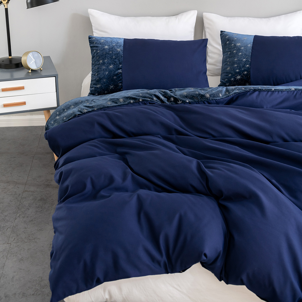 外贸家纺床上用品亚马逊美国跨境爆品纯色拼接烫金绒三件套批发