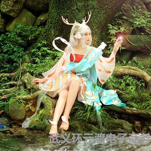 荣耀瑶cos衣服遇见神鹿cosplay服装全套古风假发头饰法杖女-阿里巴巴
