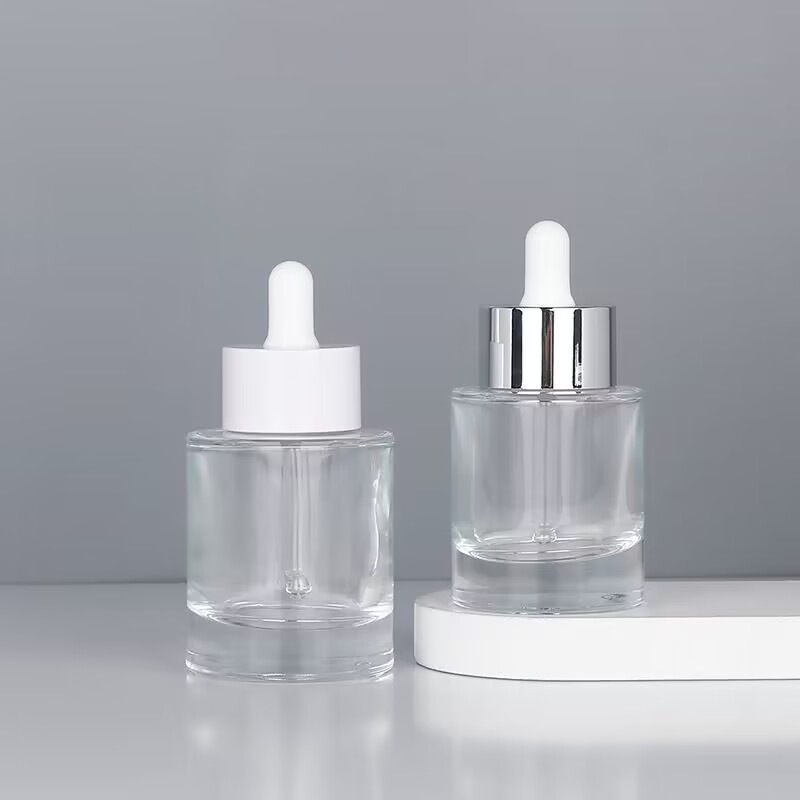 現物30ml円柱透明精華瓶化粧品分注瓶50ml平肩滴管ガラス精油分注瓶|undefined