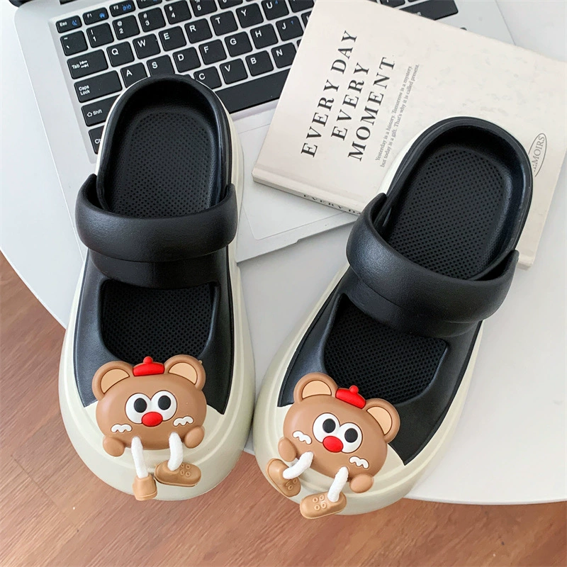 Летние cute высокие кроссовки на платформе, слайд, тапочки, с маленькими медвежатами